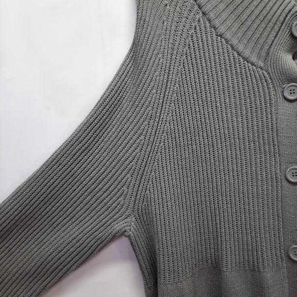 Woman Within Long Sleeve Womens Cable Knit Dress Cardigan Mock Neck Gray Size X1 - Picture 3 of 10